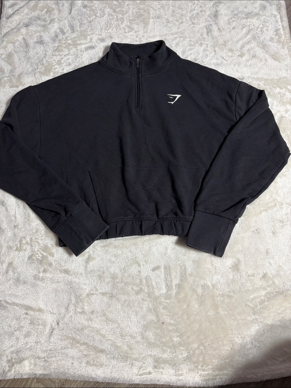 Gymshark Black Half Zip Pullover with White Logo